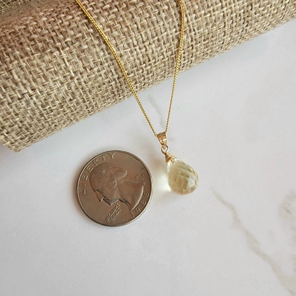 Citrine Necklace Minimalist Crystal Gemstone November Birthstone - Picture 3 of 4